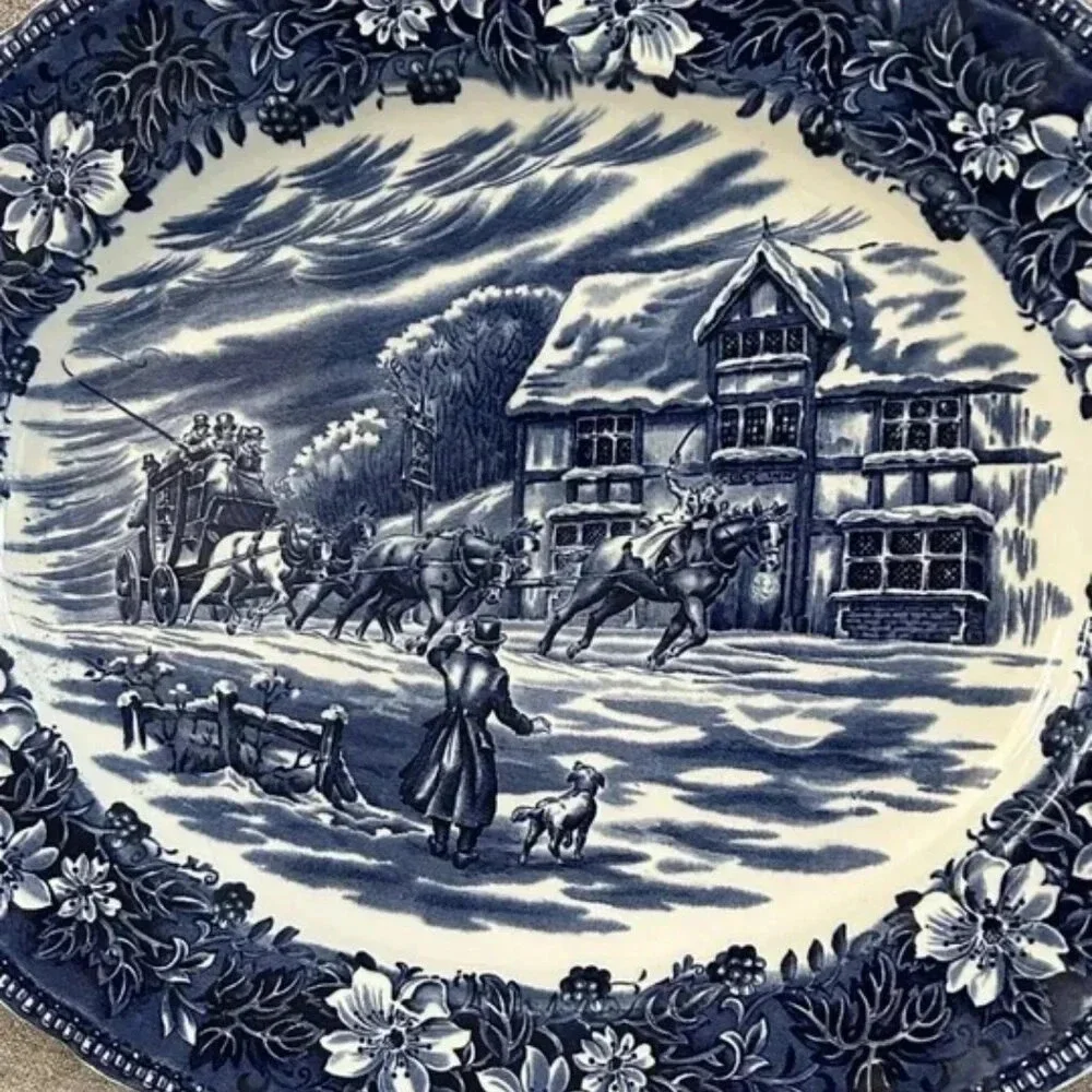 Vintage Royal Tudor Ware England Coaching Taverns 1828 Serving Oval Platter Tray - Picture 2 of 4